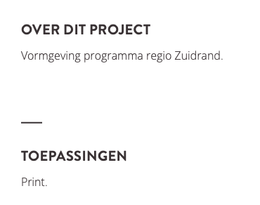 over dit project Vormgeving programma regio Zuidrand. ﷯ toepassingen Print. ﷯ 